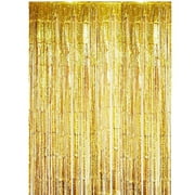 2 Pack Gold Birthday Decorations Foil Curtain Gold Streamers Dance Party Decorations Photo Booth Props For Decorations Christmas Halloween New Years